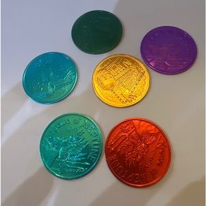 6 Mardi Gras Coins: Krewe of NEPTUNE 1990 Neptune Lights Broadway